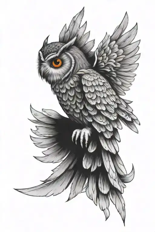 athena owl flying tattoo design idea