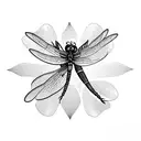 flowers, dragonfly, tattoo design idea