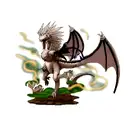 dragon with wings shielding tattoo design idea