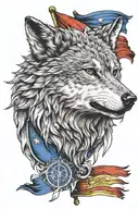 dacic wolf with romanian flag tattoo design idea
