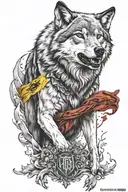 dacic wolf with romanian flag tattoo design idea