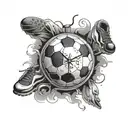A soccer ball morphing into a clock with the hands pointing to the time of your daughter's birth tattoo design idea