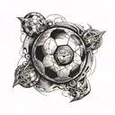 A soccer ball morphing into a clock with the hands pointing to the time of your daughter's birth tattoo design idea