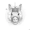 hippocampe avec une clés de sol et des touches de clavier sur la clé de sol  tattoo design idea