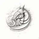 hippocampe avec une clés de sol et des touches de clavier sur la clé de sol  tattoo design idea