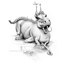 hippocampe avec une clés de sol et des touches de clavier sur la clé de sol  tattoo design idea