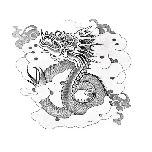 Dragon with cherry blossoms with coy fish with samuri with dojo tattoo design idea