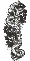 tree bark, serpent wrapped around arm  tattoo design idea