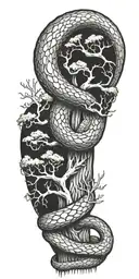tree bark, serpent wrapped around arm  tattoo design idea