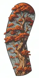 tree with scaled bark,  tattoo design idea