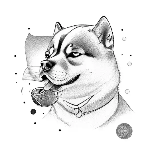 shiba inu with a katana tattoo design idea
