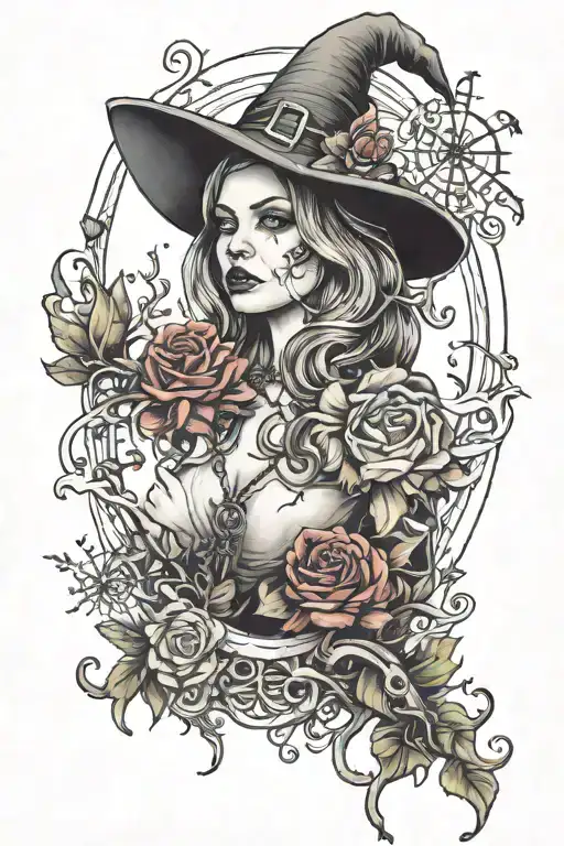 Sarah April 22nd witch tattoo design idea
