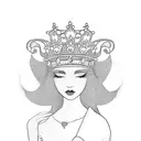 A playful design featuring a spoiled princess wearing a pink crown and holding a shopping bag filled with her favorite things tattoo design idea