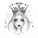 A playful design featuring a spoiled princess wearing a pink crown and holding a shopping bag filled with her favorite things tattoo design idea