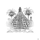 Azteca temple covered with vegetation tattoo design idea