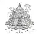 Azteca temple covered with vegetation tattoo design idea