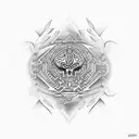 Azteca structure covered with vegetation tattoo design idea