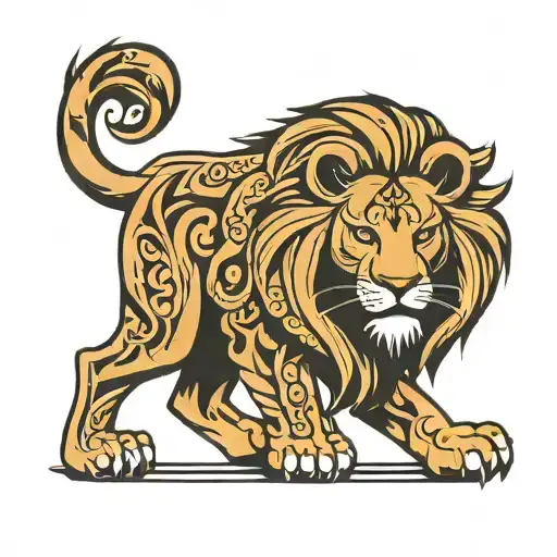 tribal lion with a letter Y in ti it  tattoo design idea