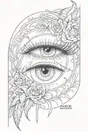 i want a knife tattoo, with girls eyes inside the knife, eyes need to be brown and wide, lashes normal, eyebrows thin  tattoo design idea