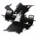 A futuristic interpretation of a Formula 1 car merging with mechanical elements, symbolizing the client's passion for automovilist culture tattoo design idea