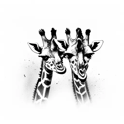 two giraffes hugging tattoo design idea