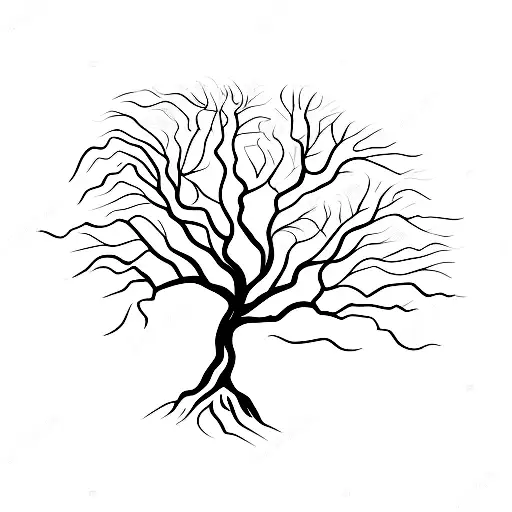 robust oak tree rooted in rocky terrain tattoo design idea