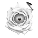 a flower playing the harmonica  tattoo design idea
