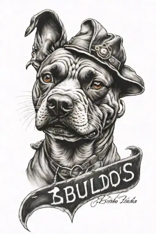 bully dog head with phrase "GTS"  tattoo design idea