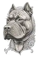 american  bully dog head with phrase "GTS"  tattoo design idea