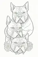  two american bully dog head with phrase "GTS" tattoo design idea