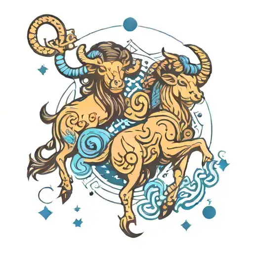 aquarius and taurus zodiac sign tattoo design idea