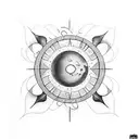 moon sun univers atom tattoo design idea