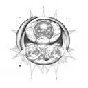 moon sun univers atom tattoo design idea