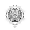 moon sun univers atom tattoo design idea