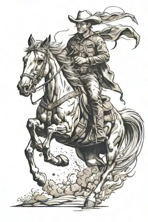 full sleeve cowboy riding a horse tattoo design idea