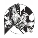  A geometric design featuring a handshake between a construction worker and a client, symbolizing trust tattoo design idea