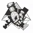  A geometric design featuring a handshake between a construction worker and a client, symbolizing trust tattoo design idea