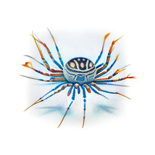 2 spider lilly's, one blue and one red. crossing tattoo design idea