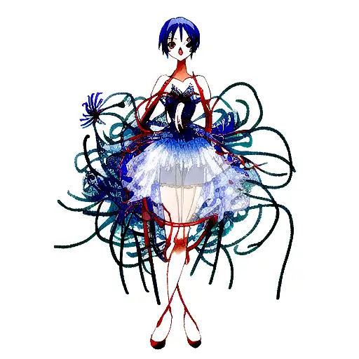 a Blue and a Red spider lily tattoo design idea