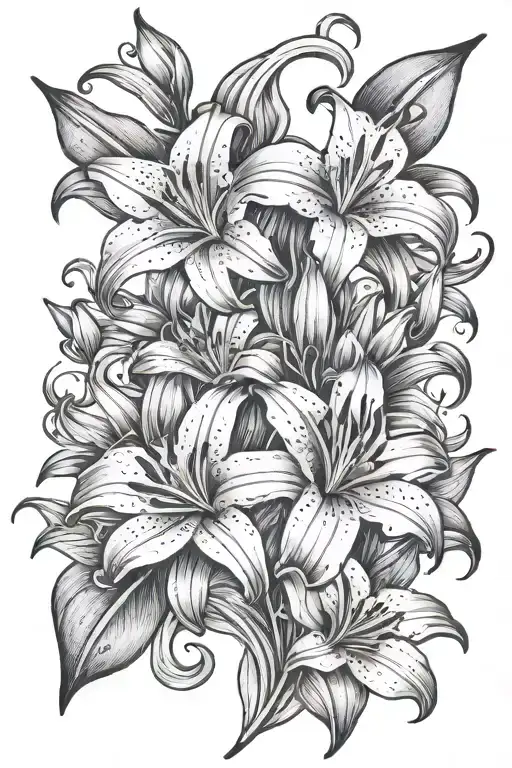 leo virgo gemini scorpio family stargazer lilies intertwined tattoo design idea