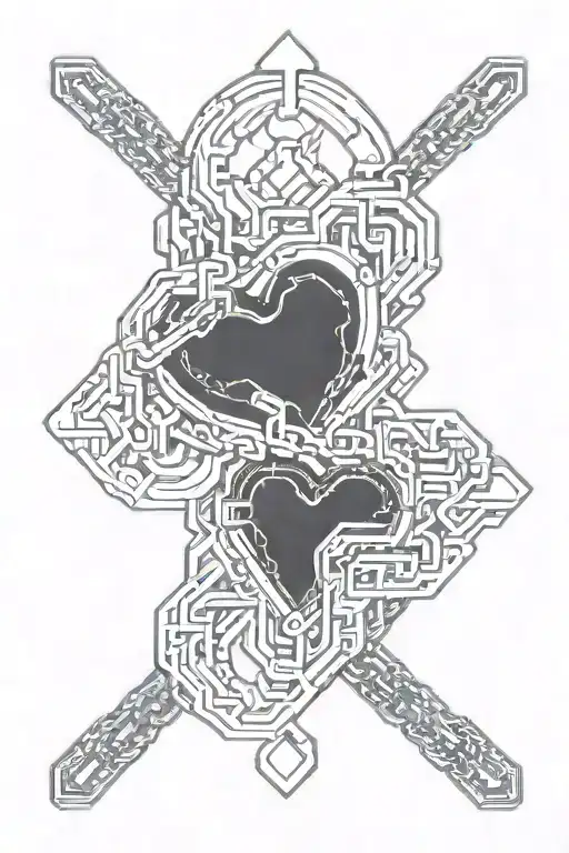 chain with hearts simple cybersiglism  tattoo design idea