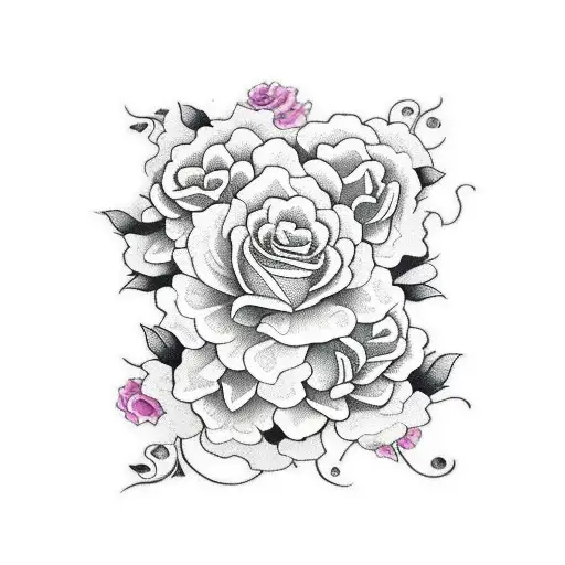 vine with roses throns and a butterfly  tattoo design idea