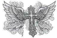 cross with wings spread tattoo design idea