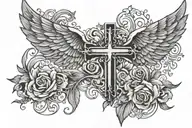 cross with wings spread tattoo design idea