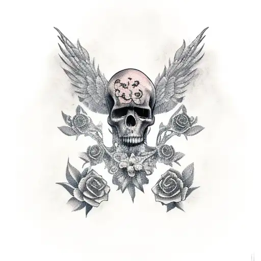 graveyard with headstone tattoo design idea