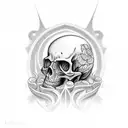 graveyard with headstone tattoo design idea