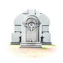 grave site with headstone tattoo design idea