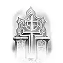 grave site with headstone tattoo design idea