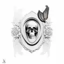 grave site with headstone tattoo design idea