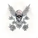 graveyard with headstone tattoo design idea